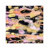 Modern Abstract Black Pink Salmon Gold Acrylic Brushstrokes Paint (Print Only) thumbnail