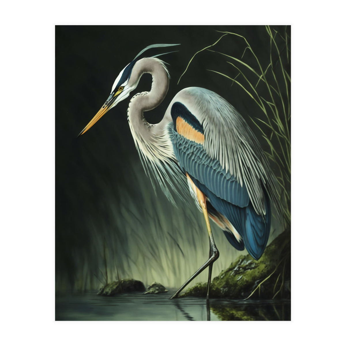 Heron Oil Painting (Print Only)