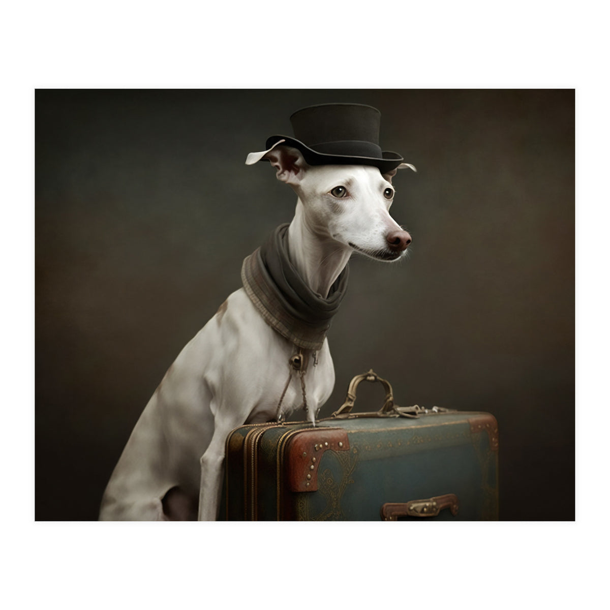 Whippet with His Suitcase (Print Only)