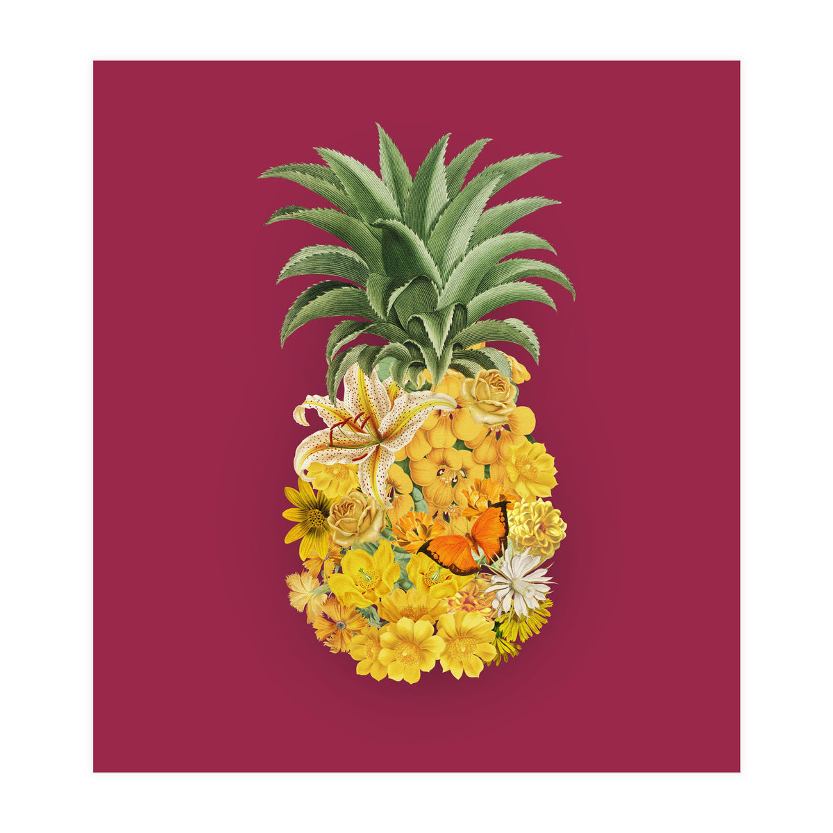 Pineapple Floral Pink (Print Only)