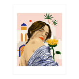 I Travel, I Become | Morocco Architecture Illustration, Bohemian Woman Tropical Sunflower Boho Palm  (Print Only) thumbnail