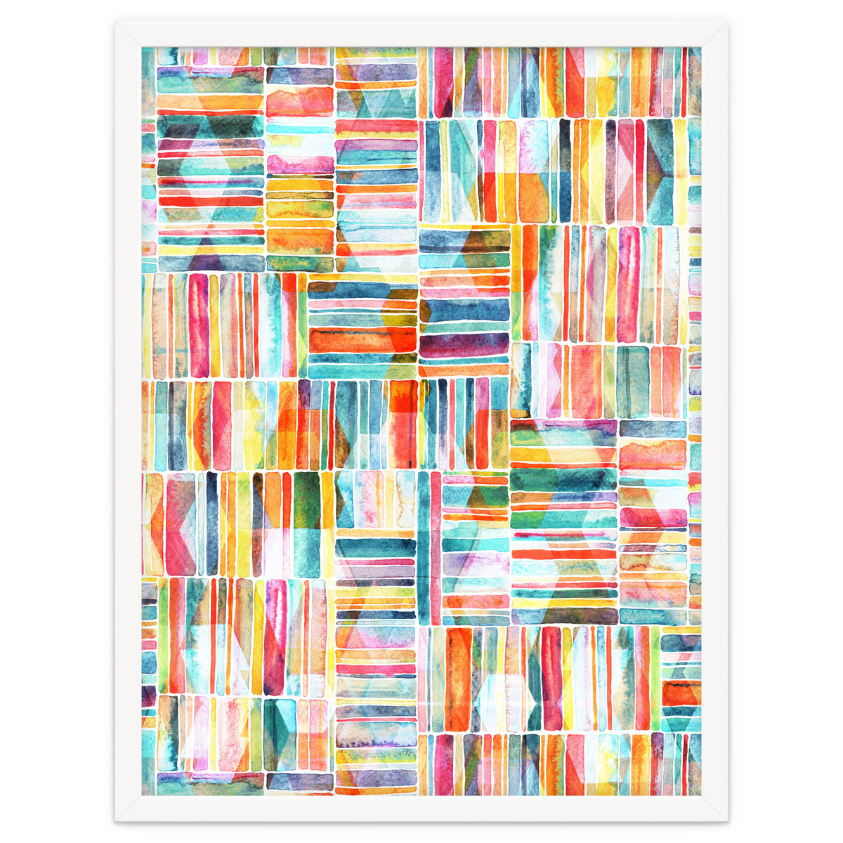 Summer Pastel Geometric and Striped Abstract on white