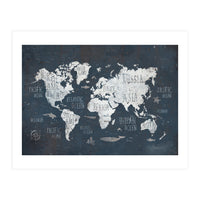 World Map- Rusty Blue (Print Only)