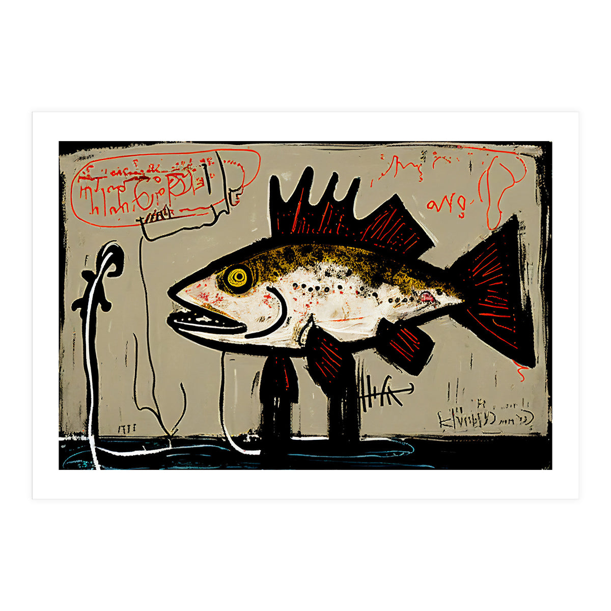 Brown Trout in Abstract Style Painting (Print Only)