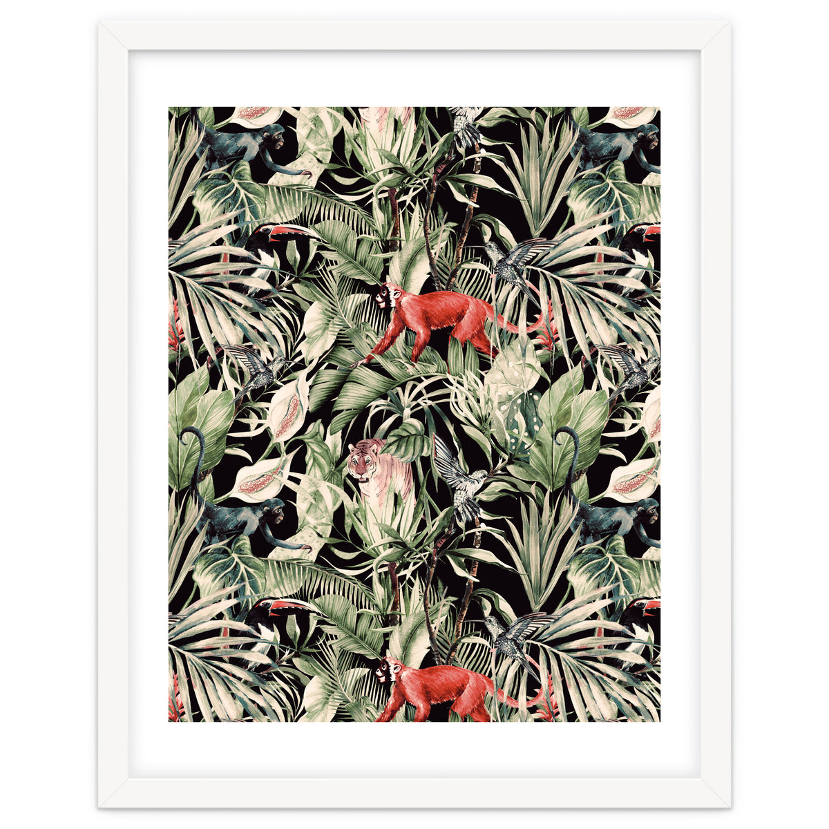 Animals In The Dark Of The Jungle