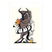 Wildebeest on the toilet, Funny Bathroom Humour (Print Only)