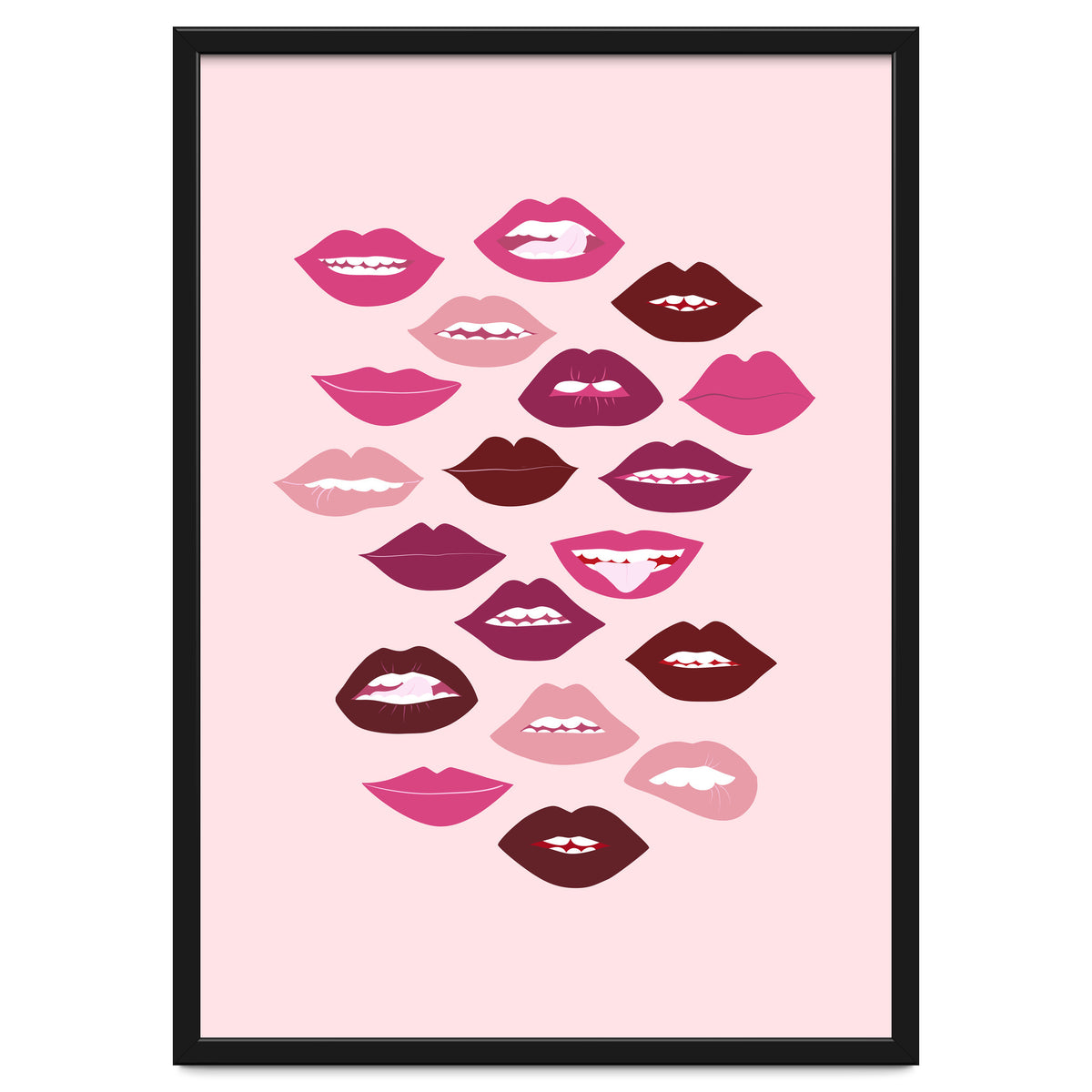 Lips Dark on Pink Background