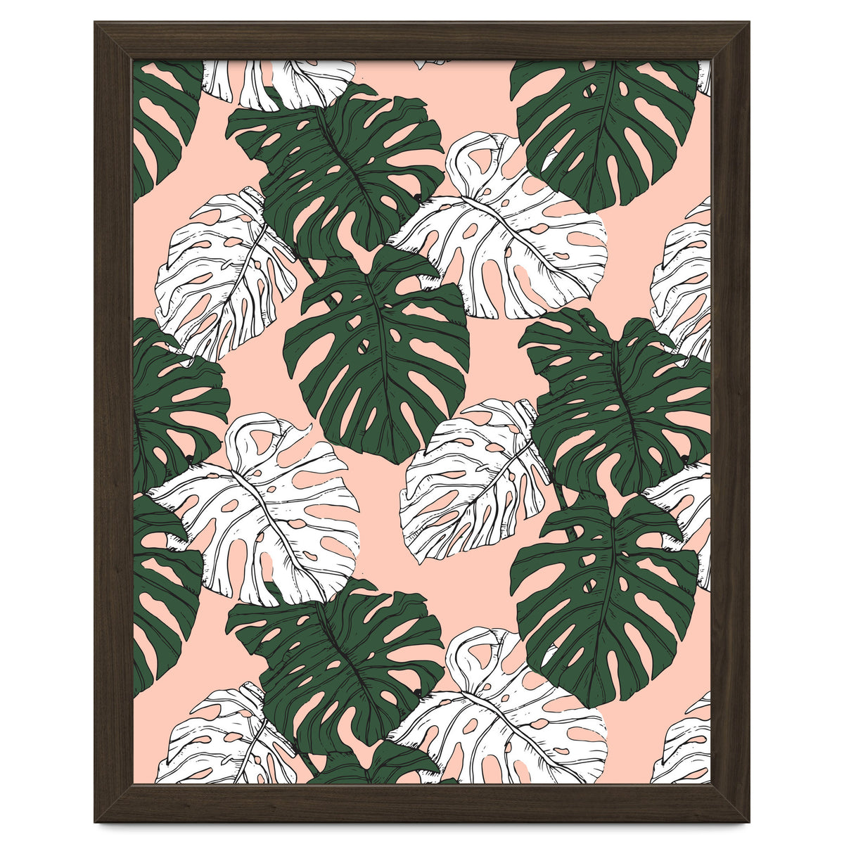 Hand drawing monstera pastel color