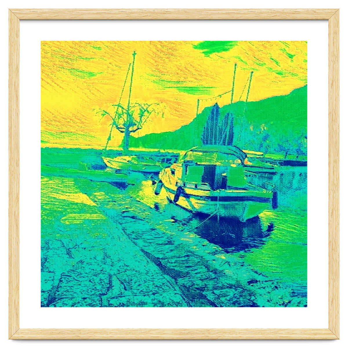 Boats on Green, blue and yellow