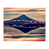 Reflection on Mount Fuji with cherry trees. (Print Only) thumbnail
