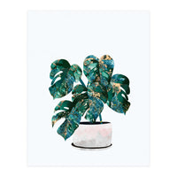 Swiss Cheese Monstera Plant Gold and Green (Print Only)