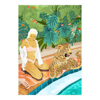 The Wild Side, Human & Nature Connection, Woman With Cheetah Cat, Tiger Painting (Print Only)