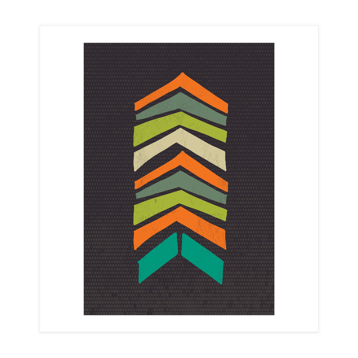 Retro Chevron Print Orange Teal Variation (Print Only)