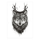 Deer Wolf Bw (Print Only) thumbnail