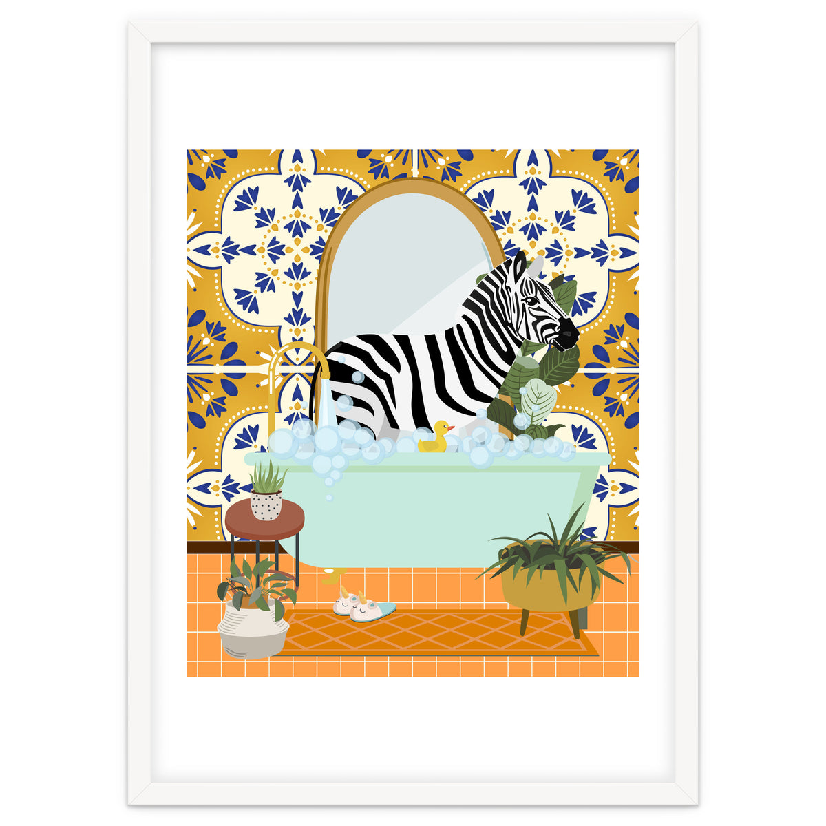 Zebra Bathing in Moroccan Style Bathroom