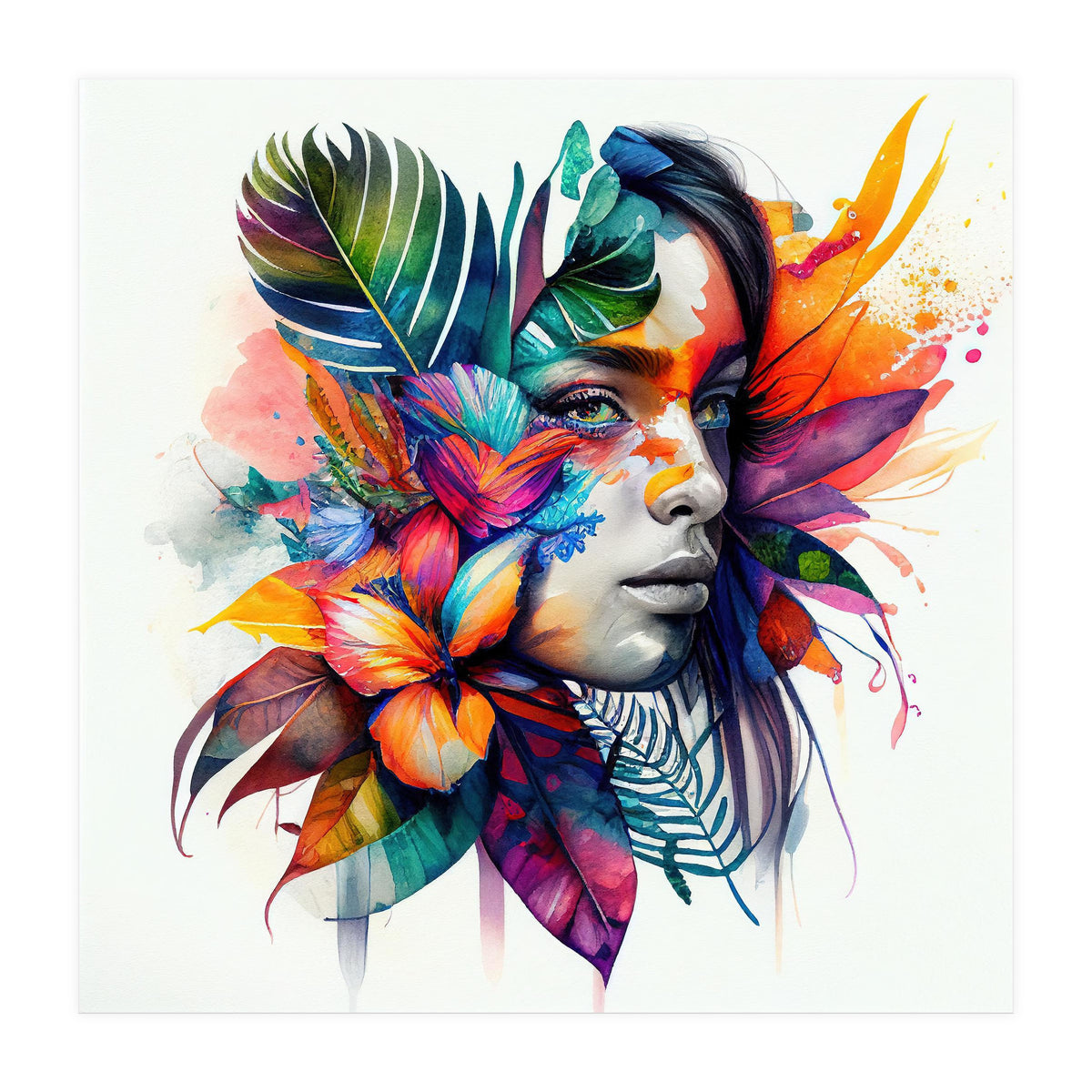 Watercolor Native Woman #1 (Print Only)