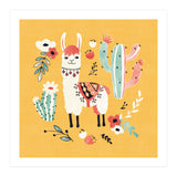 White Llama With Flowers (Print Only) thumbnail