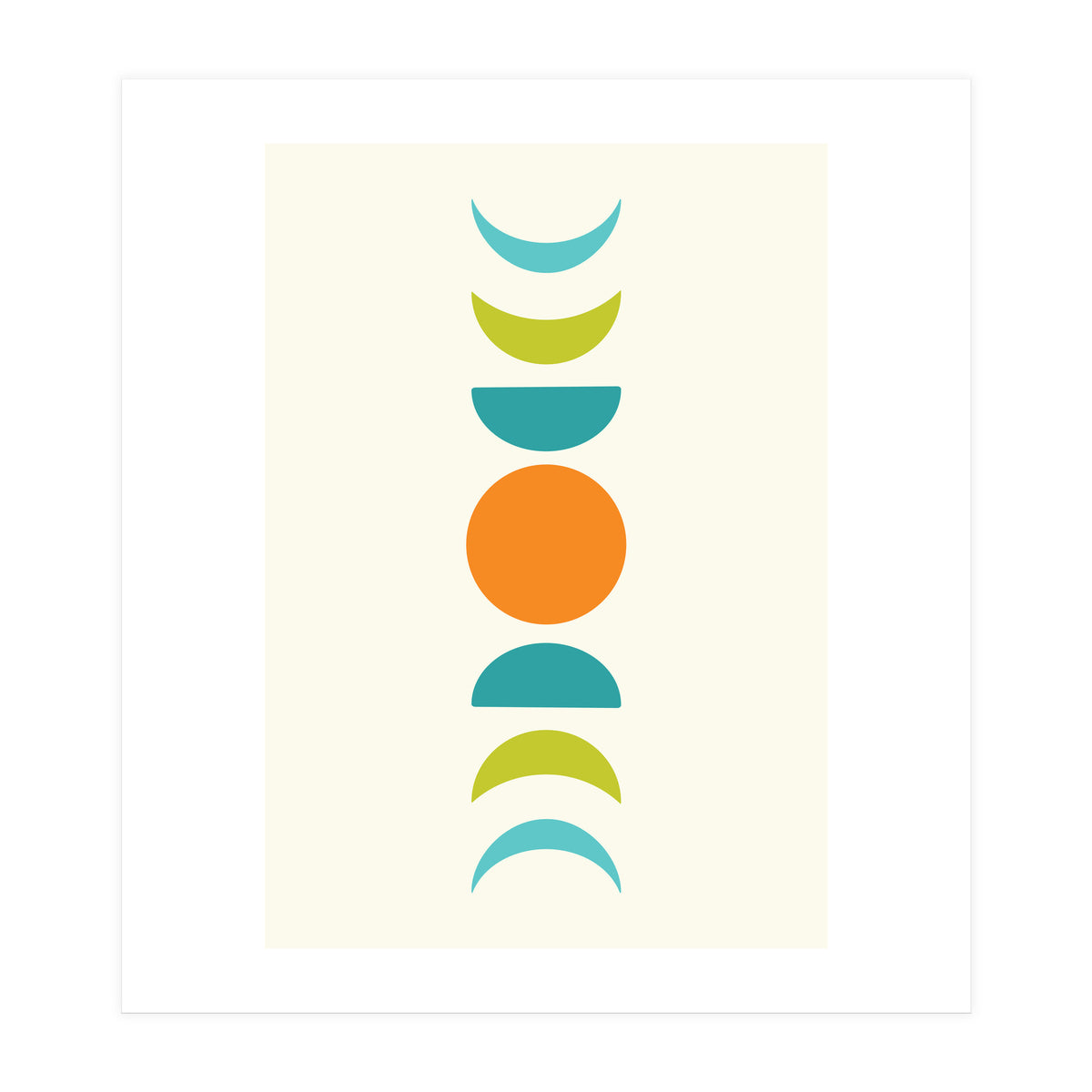 Abstract Moons Teal and Orange  (Print Only)