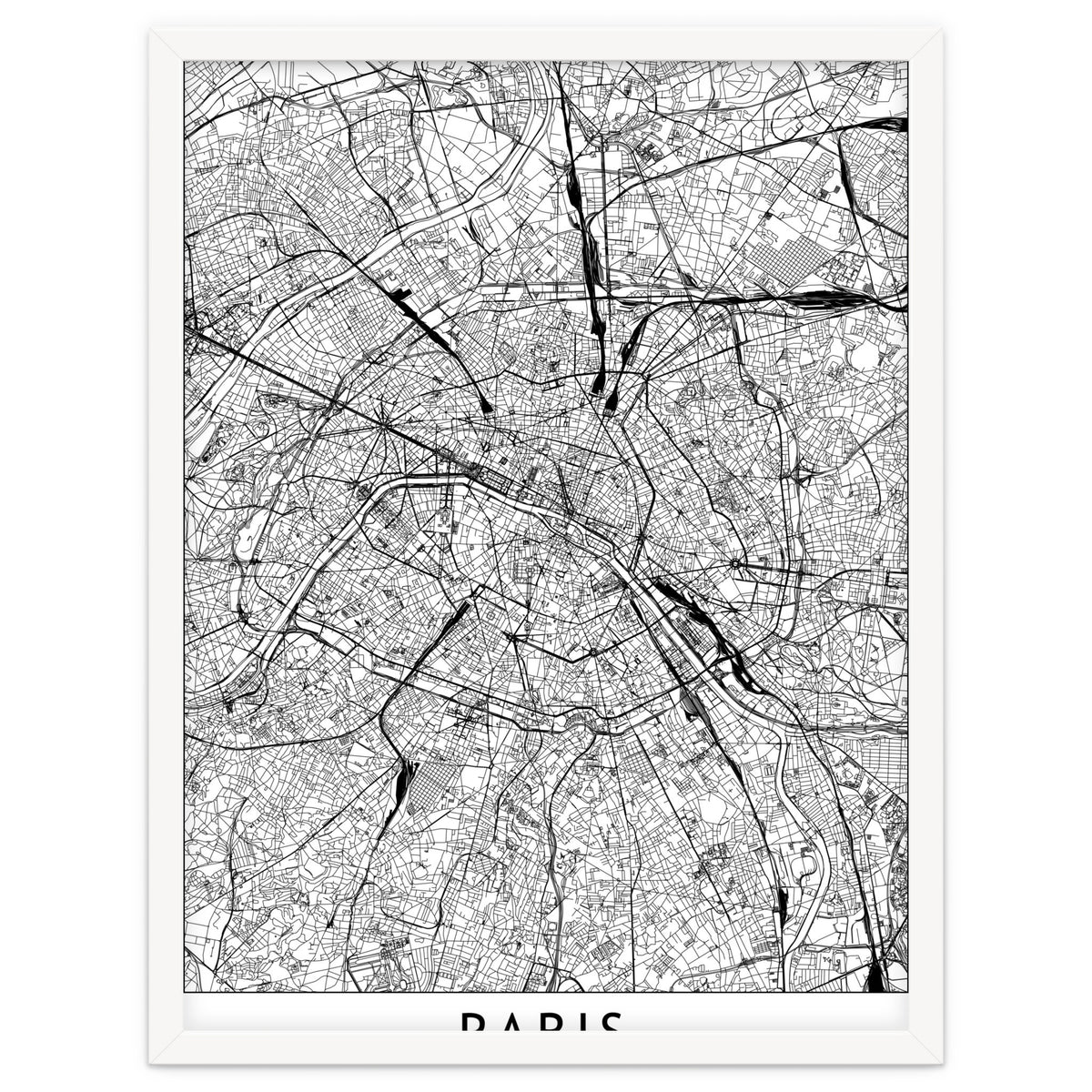 Paris White Map