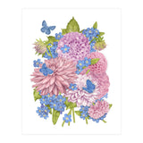 Pink Flowers and Butterflies (Print Only) thumbnail