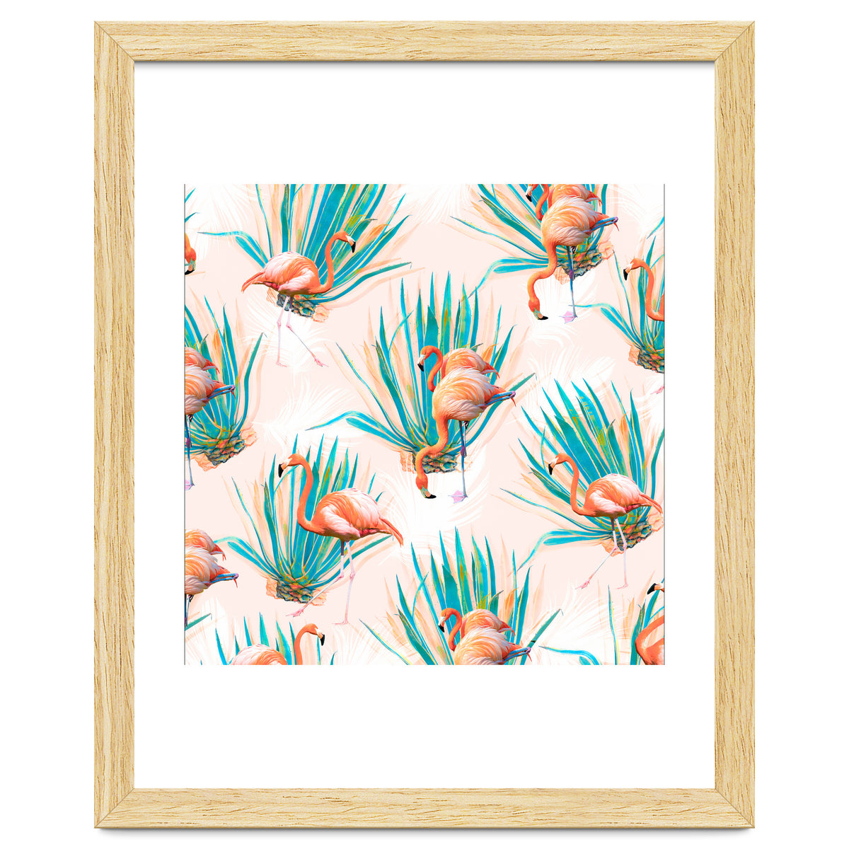 Anaglyph Flamingos with cactus