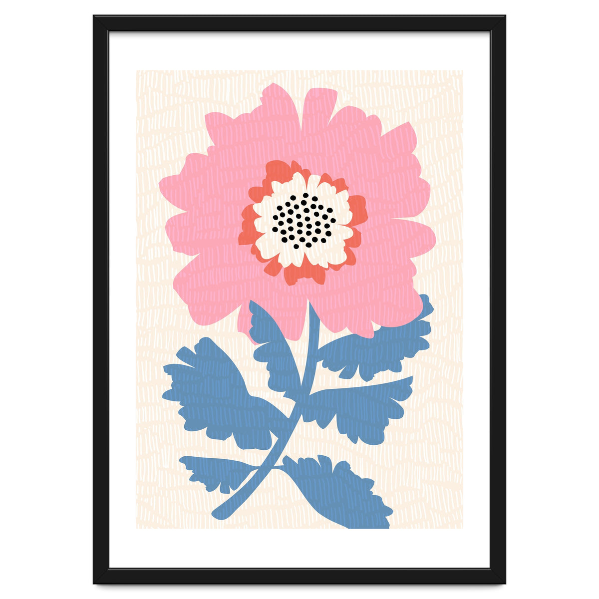 Pink Modern Folk Art Flower