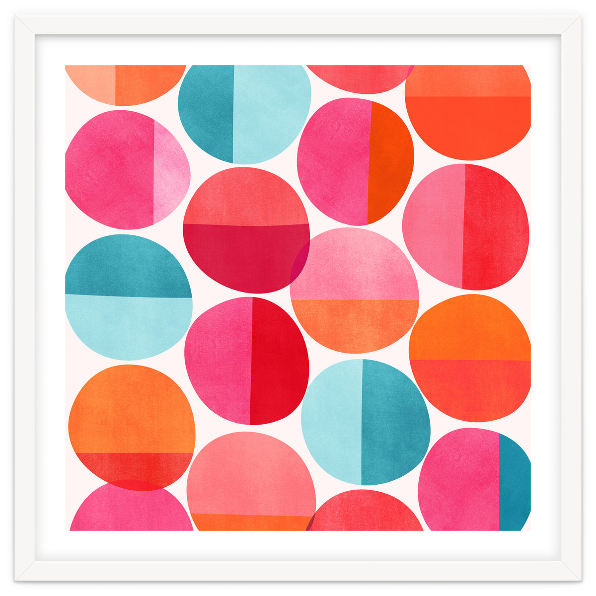 Mid Century Pink and Orange Dots