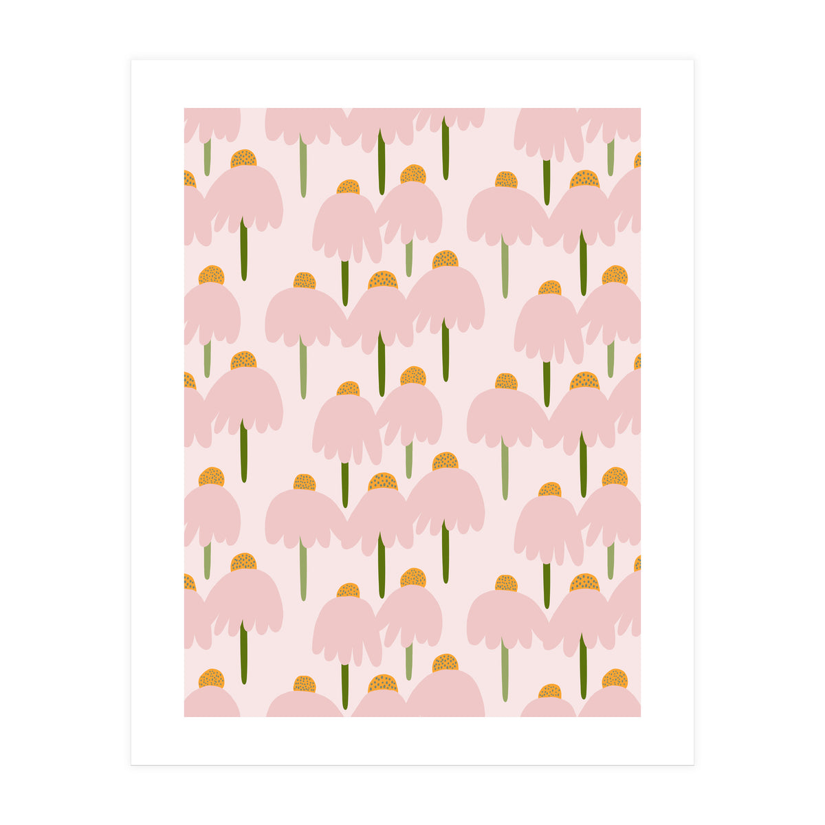 Pastel Pink Flower Pattern  (Print Only)