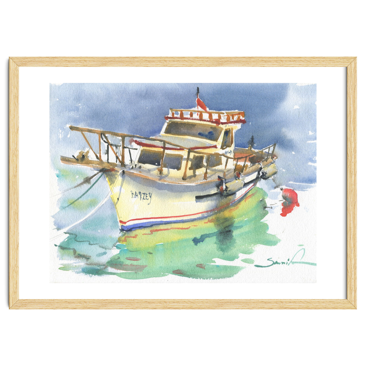 Yacht painting watercolor