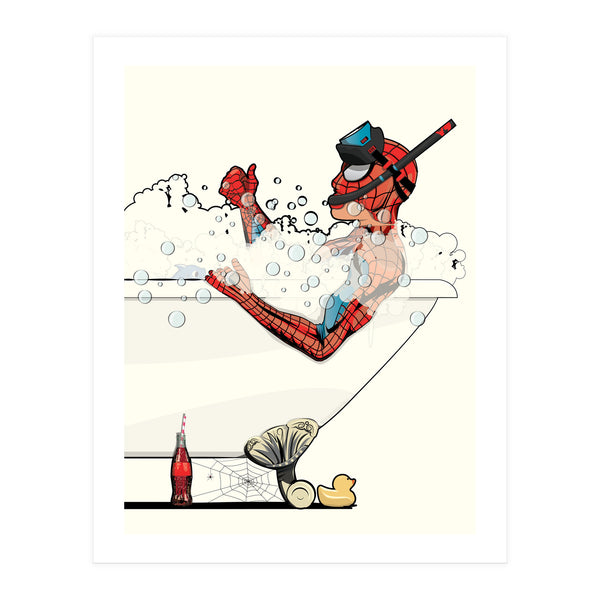Spiderman in the Bath, funny Bathroom Humour (Print Only)