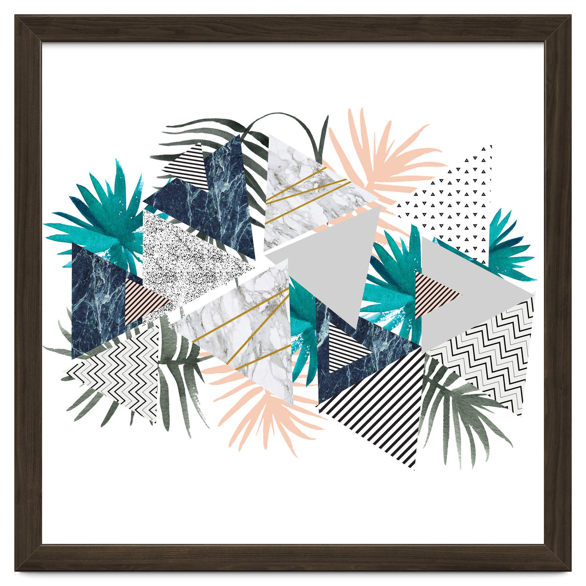 Abstract of geometric patterns with plants and marble I