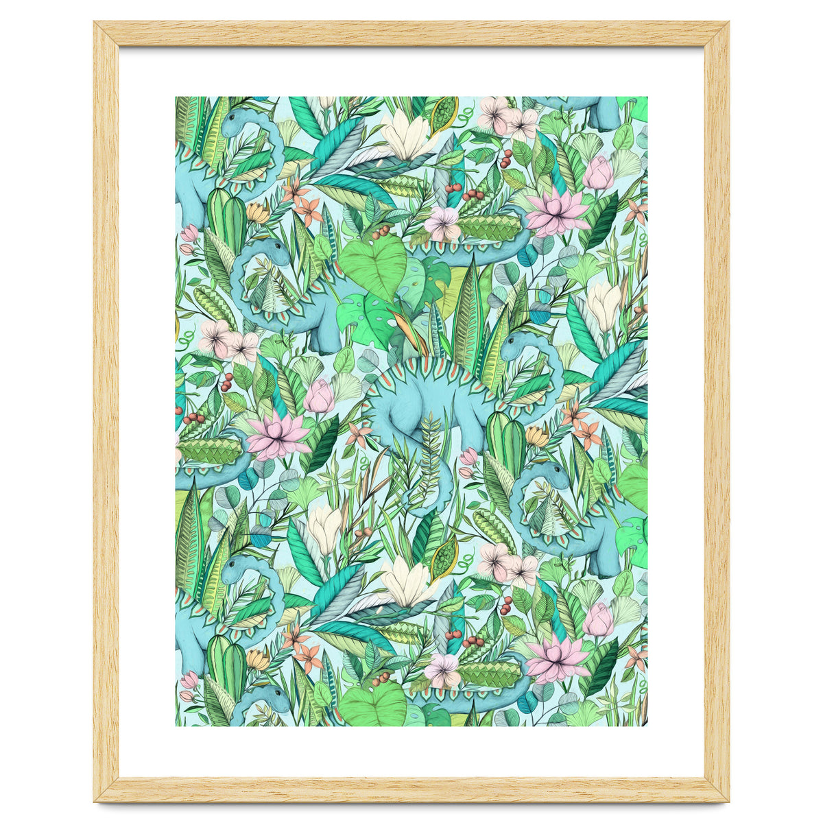 Improbable Botanical with Dinosaurs - soft pastels