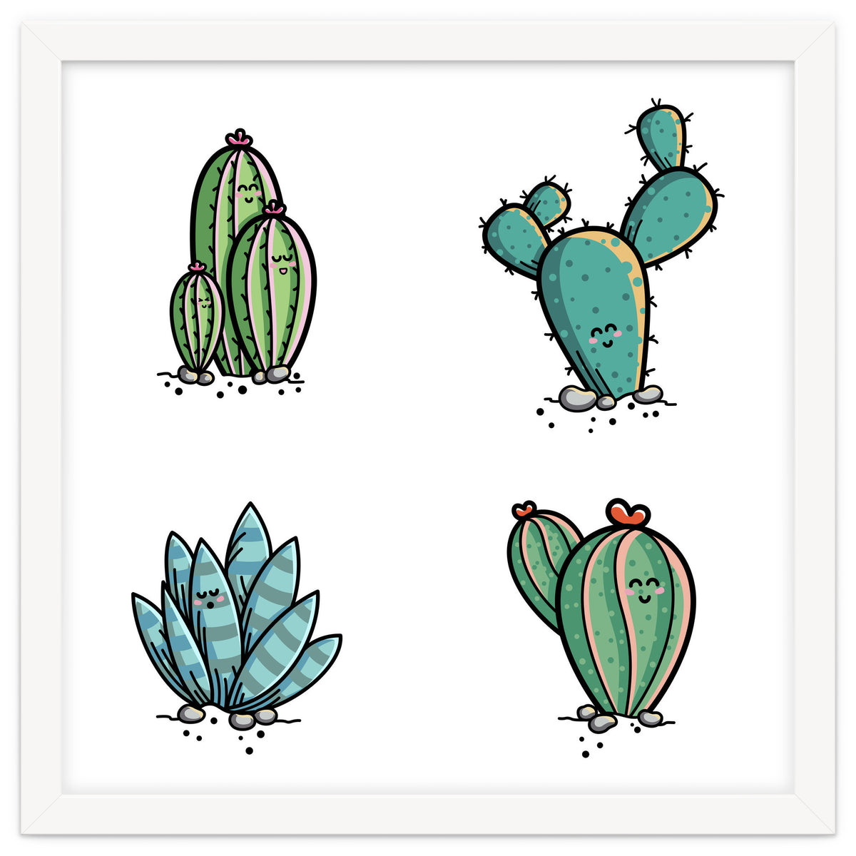 Kawaii Cute Cacti Desert Plants