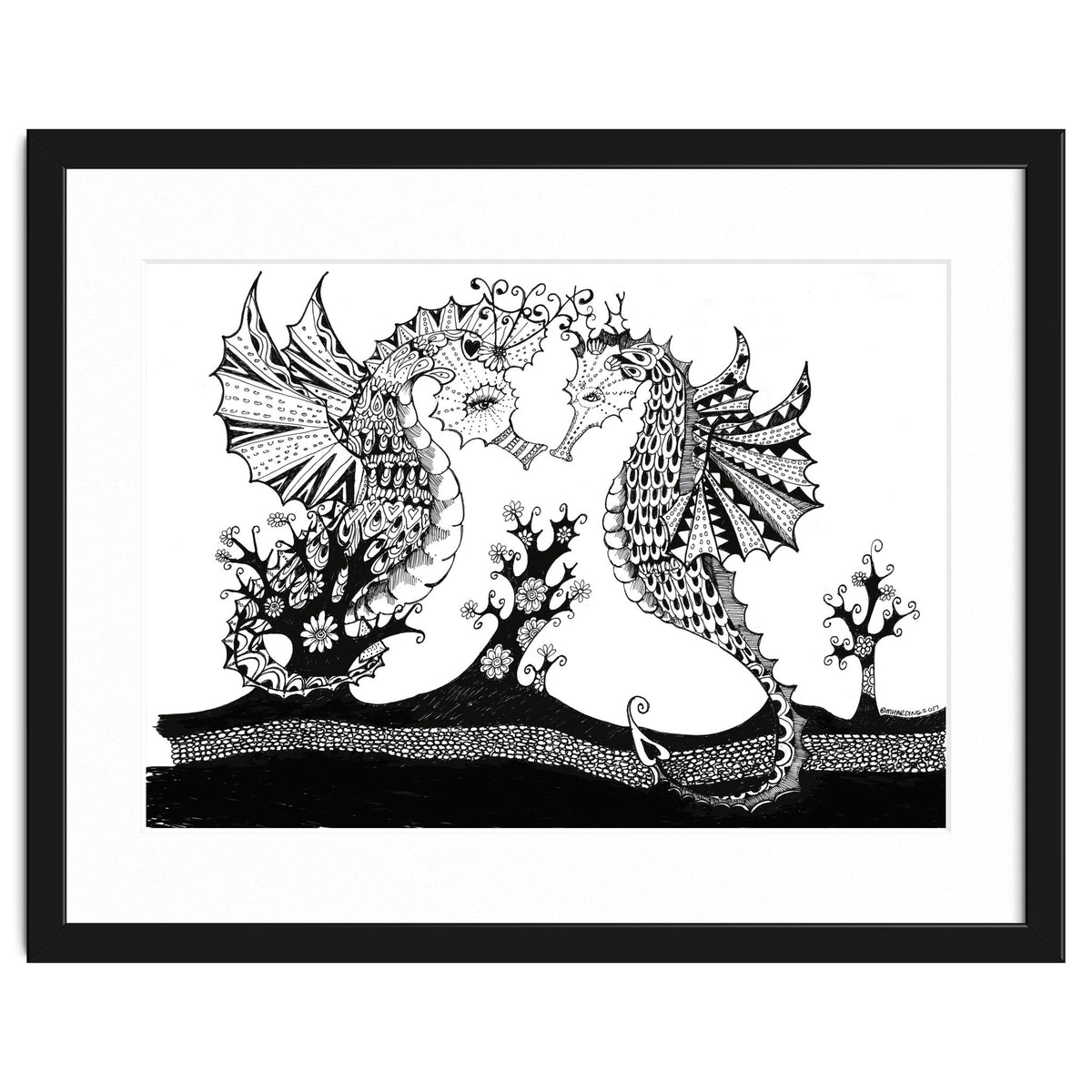 Seahorse Dragons Love Illustration