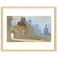 Old Town Warsaw. Watercolor painting.