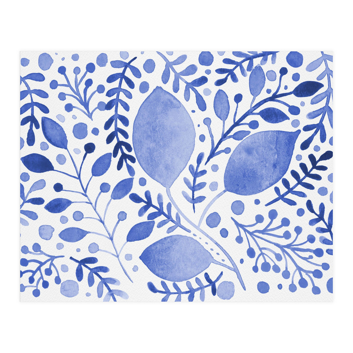 Watercolor branches and leaves - blue (Print Only)