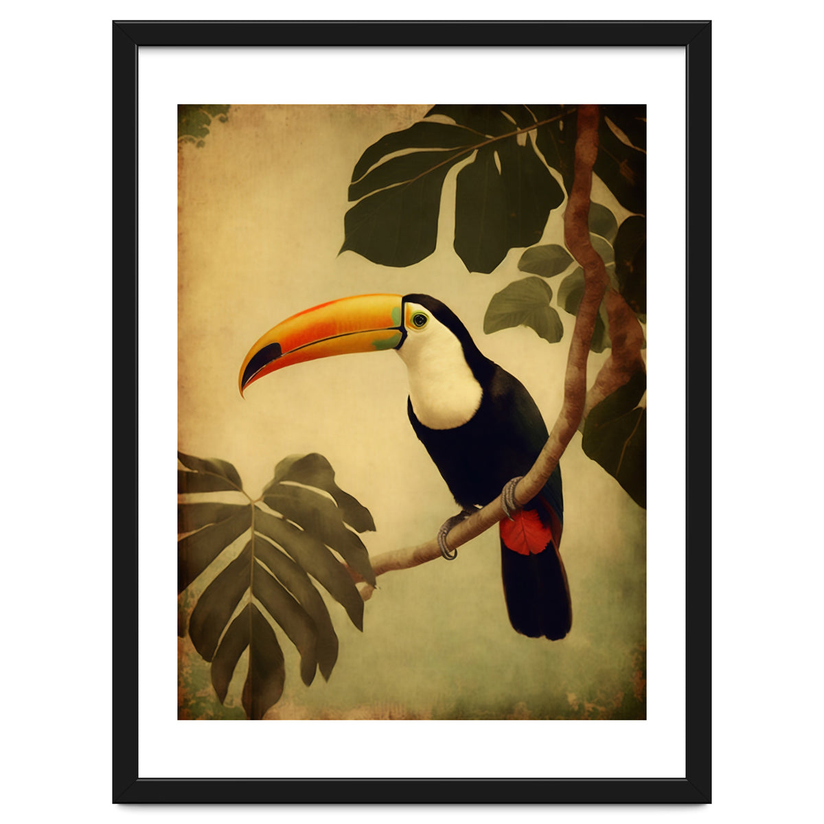 Toucan Vintage Jungle Painting