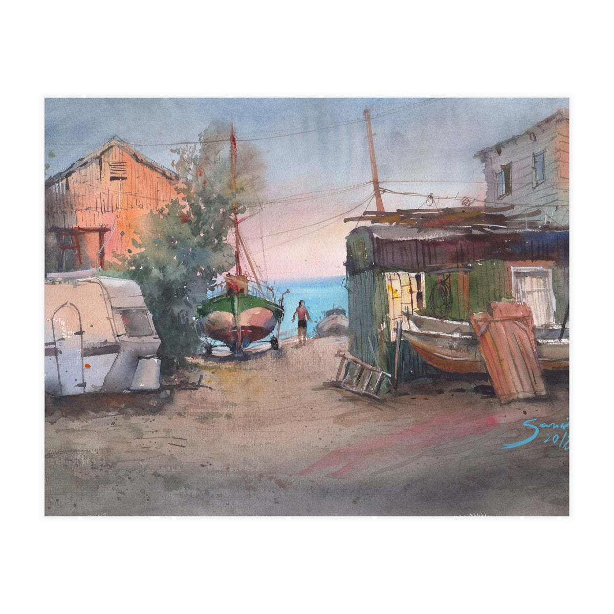 Sunrise on the beach  (Print Only)