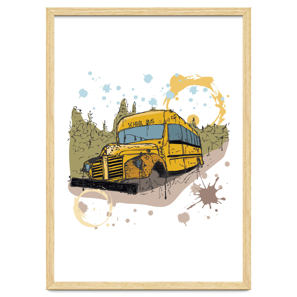 Abandoned school bus sketch