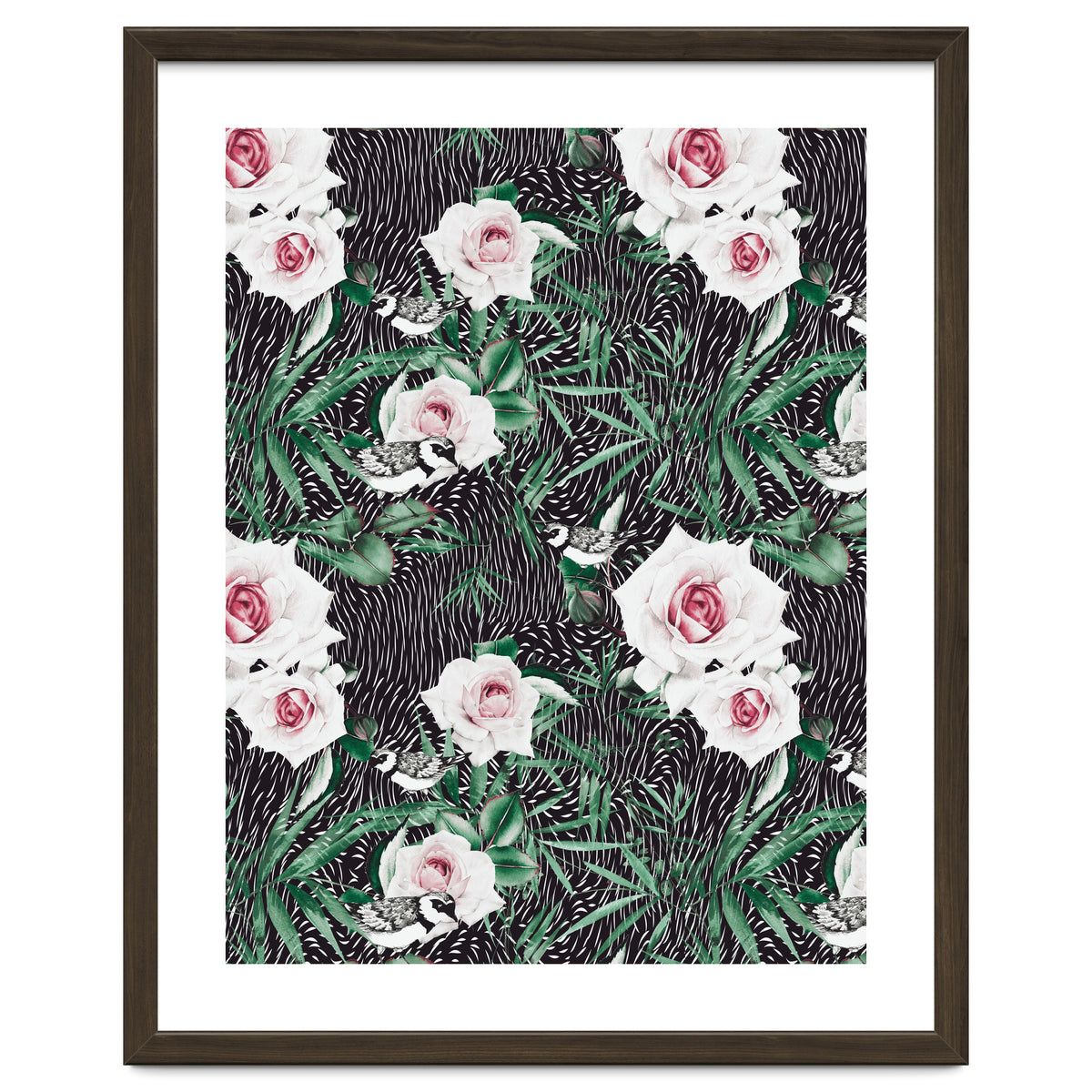 Dark flowery abstract of birds