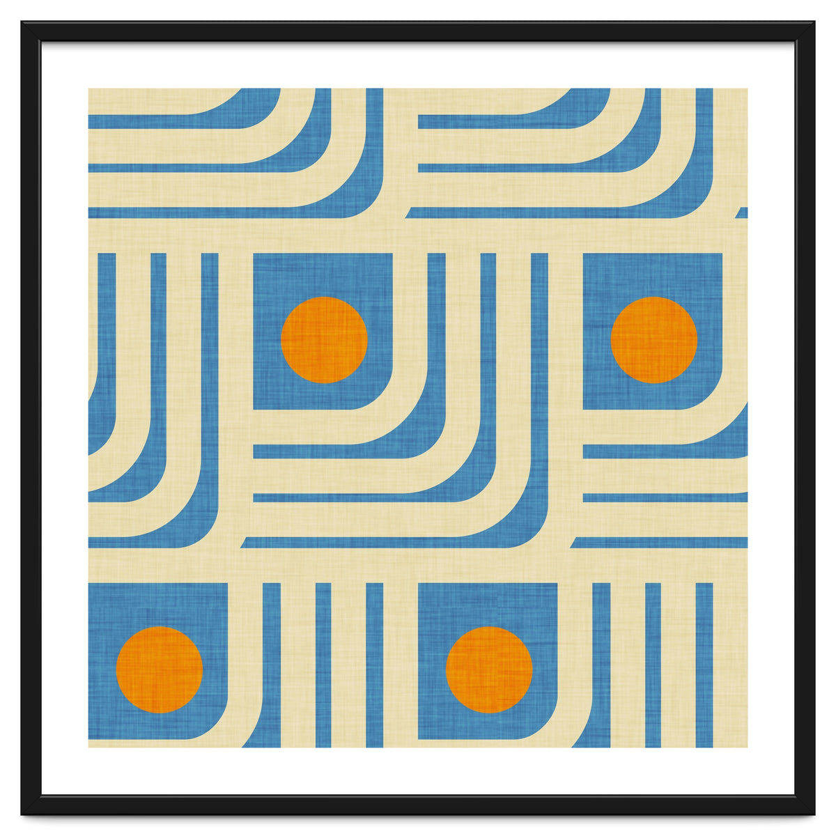 70s Curve Lines Blue Orange