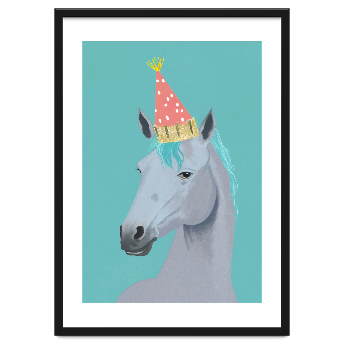 Horse with Party Hat Portrait