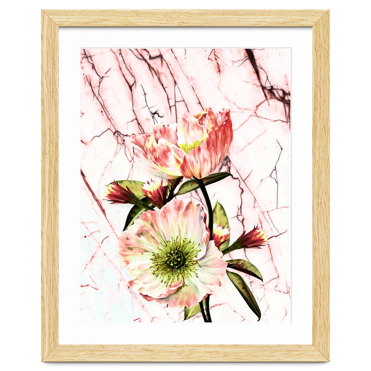 Flowering on pink marble