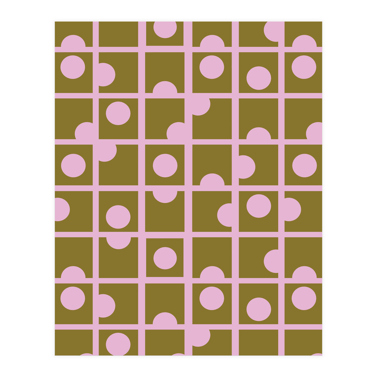 Pink Retro Circles Pattern (Print Only)