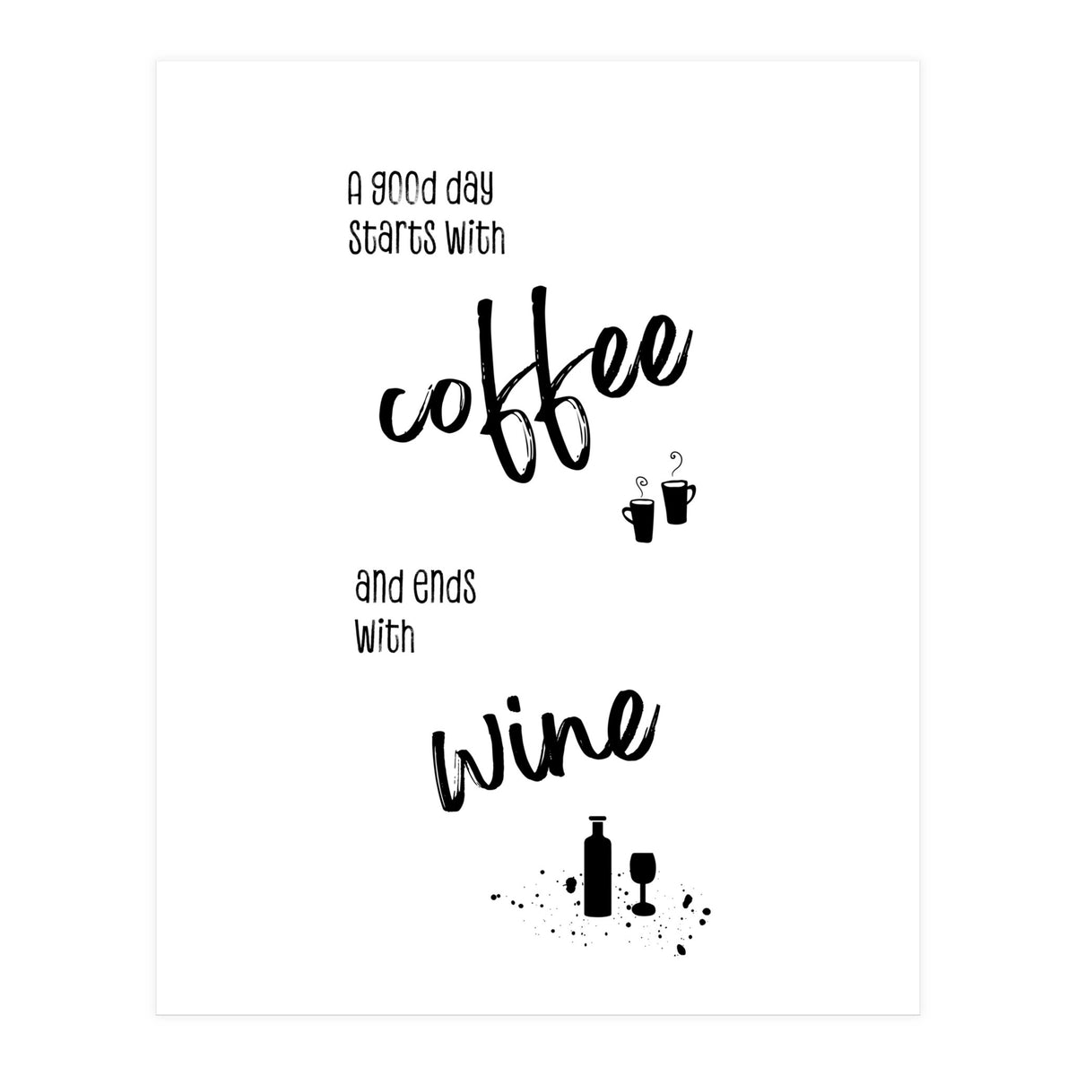 A good day starts with coffee and ends with wine (Print Only)