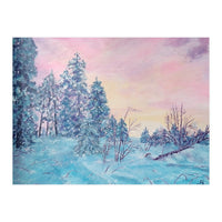 Pink sunrise in the winter forest (Print Only)