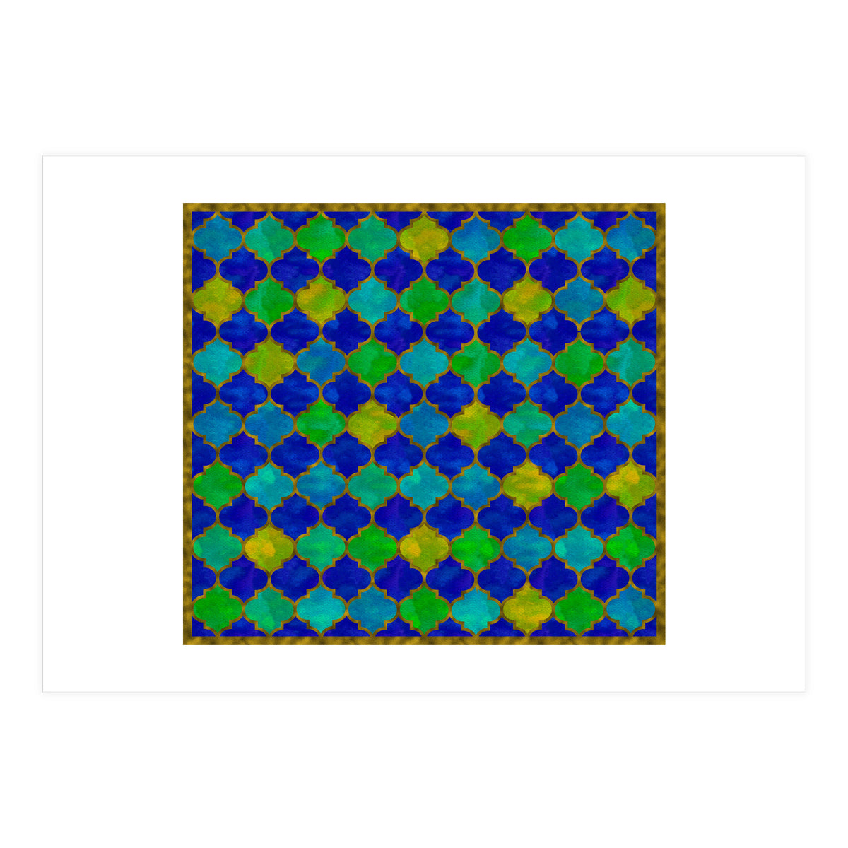 Ocean Breeze - Watercolor Moroccan Lattice (Print Only)