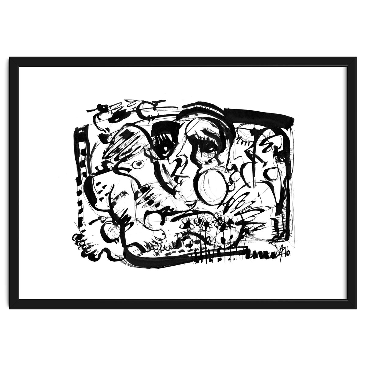 Birds and Flowers - b&w