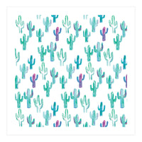 All Over Painted Cacti Mint And Pink (Print Only)
