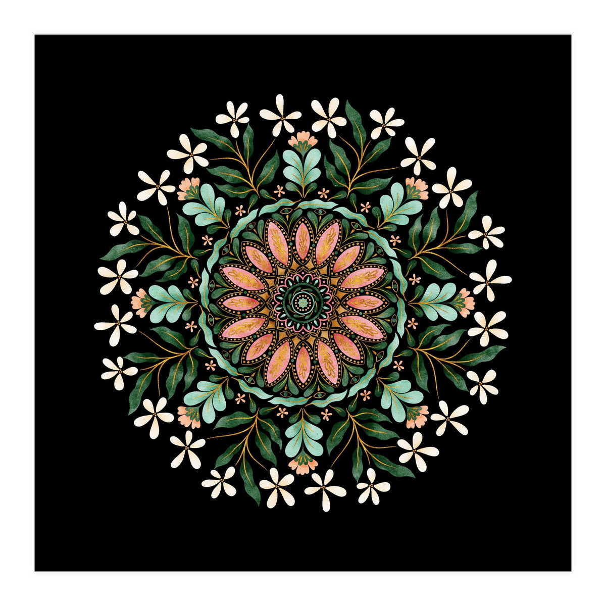 Floral Mandala | Black (Print Only)